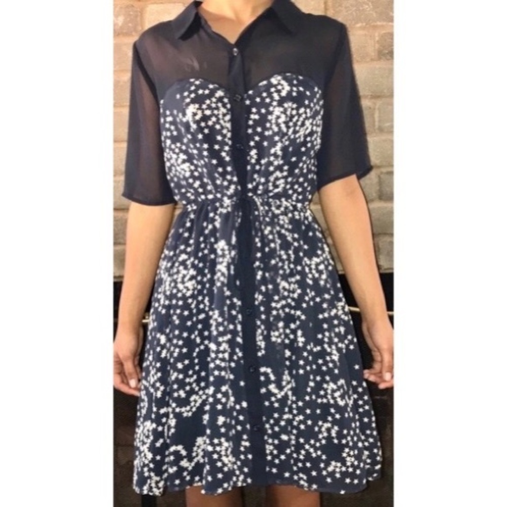 Vera Wang Princess 3 Star Print Fit N Flare Dress